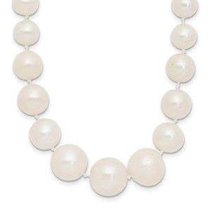 14k Yellow Gold 7-11mm White FWC Pearl Graduated 18 inch Necklace
